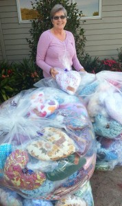 Gerti Weber with some of the wonderful heart cushions for Sweet Louise Members